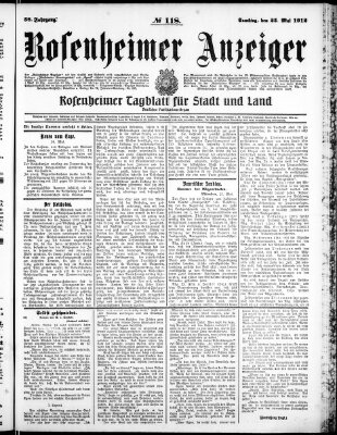 Rosenheimer Anzeiger Samstag 25. Mai 1912