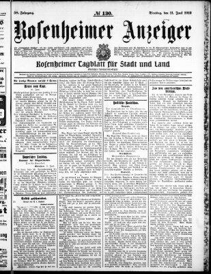 Rosenheimer Anzeiger Dienstag 11. Juni 1912