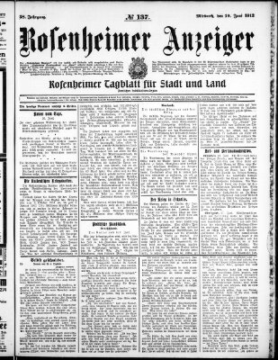 Rosenheimer Anzeiger Mittwoch 19. Juni 1912