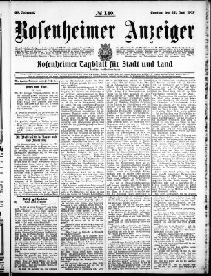 Rosenheimer Anzeiger Samstag 22. Juni 1912