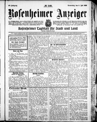 Rosenheimer Anzeiger Donnerstag 4. Juli 1912