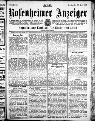 Rosenheimer Anzeiger Dienstag 23. Juli 1912