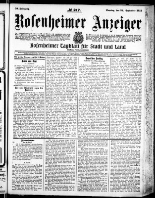 Rosenheimer Anzeiger Sonntag 22. September 1912