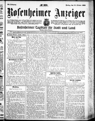 Rosenheimer Anzeiger Freitag 18. Oktober 1912