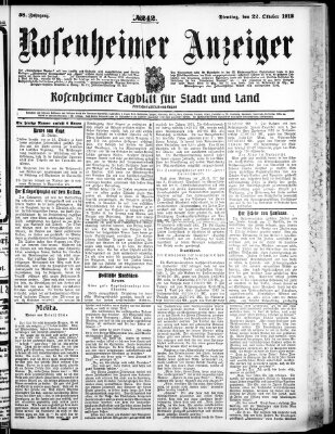 Rosenheimer Anzeiger Dienstag 22. Oktober 1912