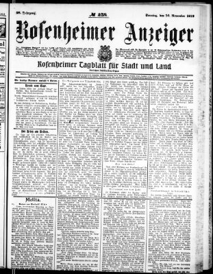 Rosenheimer Anzeiger Sonntag 10. November 1912