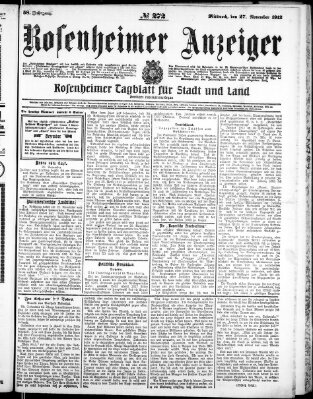 Rosenheimer Anzeiger Mittwoch 27. November 1912