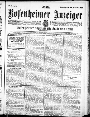 Rosenheimer Anzeiger Donnerstag 28. November 1912