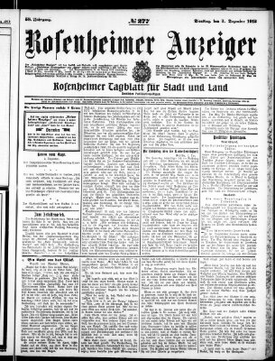 Rosenheimer Anzeiger Dienstag 3. Dezember 1912