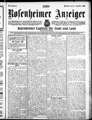 Rosenheimer Anzeiger Mittwoch 4. Dezember 1912