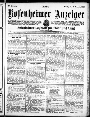 Rosenheimer Anzeiger Samstag 7. Dezember 1912