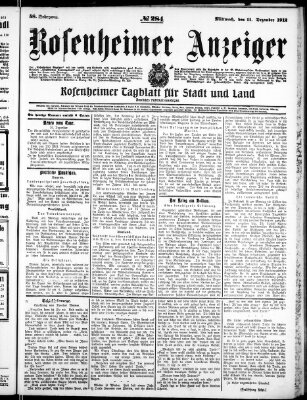 Rosenheimer Anzeiger Mittwoch 11. Dezember 1912