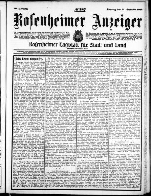 Rosenheimer Anzeiger Samstag 14. Dezember 1912