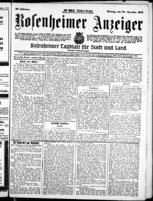 Rosenheimer Anzeiger Sonntag 22. Dezember 1912