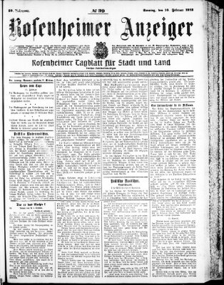 Rosenheimer Anzeiger Sonntag 16. Februar 1913