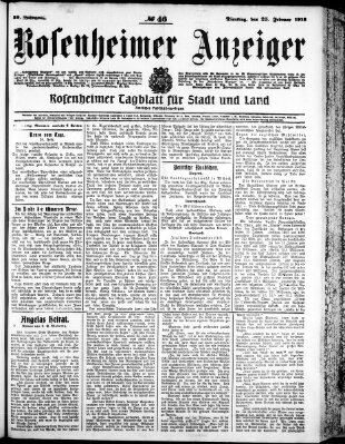 Rosenheimer Anzeiger Dienstag 25. Februar 1913