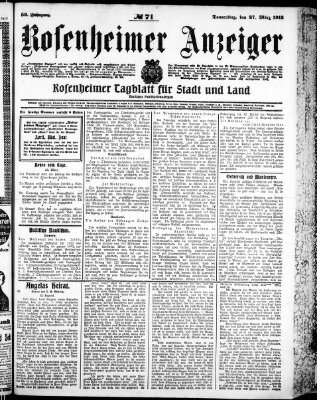 Rosenheimer Anzeiger Donnerstag 27. März 1913