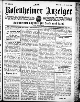 Rosenheimer Anzeiger Mittwoch 2. April 1913