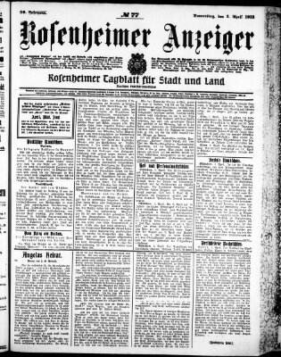 Rosenheimer Anzeiger Donnerstag 3. April 1913