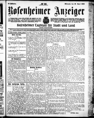 Rosenheimer Anzeiger Mittwoch 16. April 1913