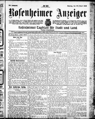 Rosenheimer Anzeiger Sonntag 20. April 1913