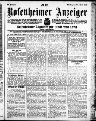 Rosenheimer Anzeiger Dienstag 29. April 1913