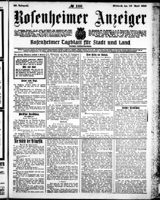 Rosenheimer Anzeiger Mittwoch 30. April 1913