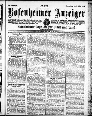 Rosenheimer Anzeiger Donnerstag 8. Mai 1913