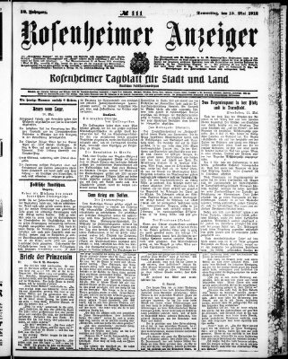 Rosenheimer Anzeiger Donnerstag 15. Mai 1913