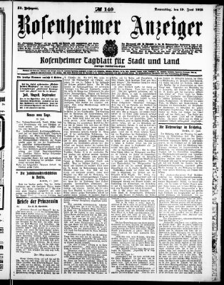 Rosenheimer Anzeiger Donnerstag 19. Juni 1913