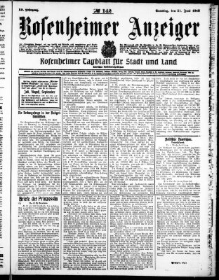 Rosenheimer Anzeiger Samstag 21. Juni 1913