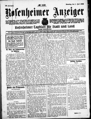 Rosenheimer Anzeiger Dienstag 1. Juli 1913