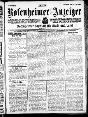 Rosenheimer Anzeiger Mittwoch 30. Juli 1913