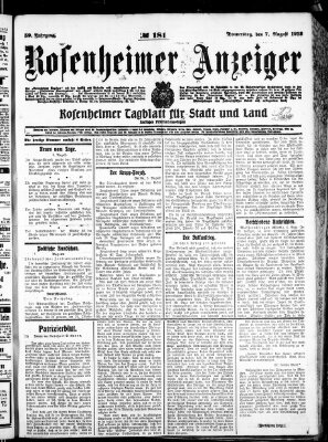 Rosenheimer Anzeiger Donnerstag 7. August 1913