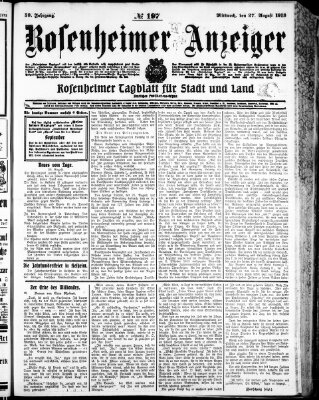 Rosenheimer Anzeiger Mittwoch 27. August 1913