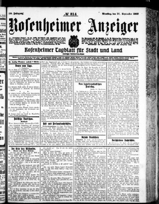 Rosenheimer Anzeiger Dienstag 16. September 1913