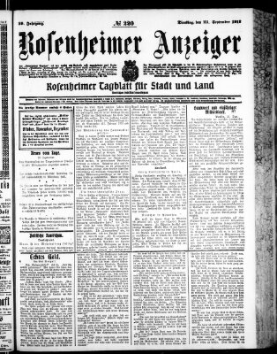 Rosenheimer Anzeiger Dienstag 23. September 1913