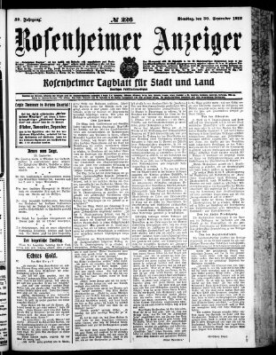 Rosenheimer Anzeiger Dienstag 30. September 1913