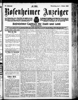 Rosenheimer Anzeiger Donnerstag 9. Oktober 1913