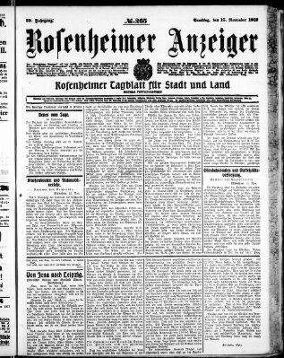 Rosenheimer Anzeiger Samstag 15. November 1913