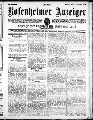 Rosenheimer Anzeiger Sonntag 21. Dezember 1913