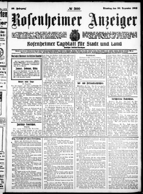 Rosenheimer Anzeiger Dienstag 30. Dezember 1913