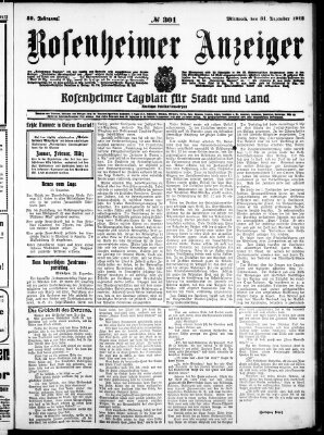 Rosenheimer Anzeiger Mittwoch 31. Dezember 1913