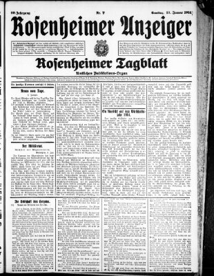 Rosenheimer Anzeiger Samstag 10. Januar 1914