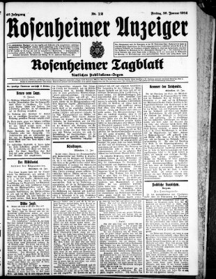 Rosenheimer Anzeiger Freitag 16. Januar 1914