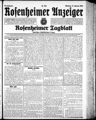 Rosenheimer Anzeiger Mittwoch 11. Februar 1914