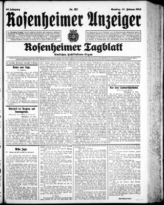 Rosenheimer Anzeiger Samstag 14. Februar 1914