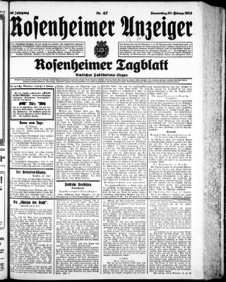 Rosenheimer Anzeiger Donnerstag 26. Februar 1914