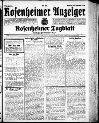 Rosenheimer Anzeiger Samstag 28. Februar 1914