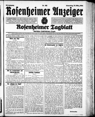 Rosenheimer Anzeiger Donnerstag 19. März 1914